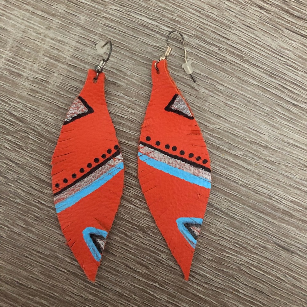 Aztec hand painted earrings